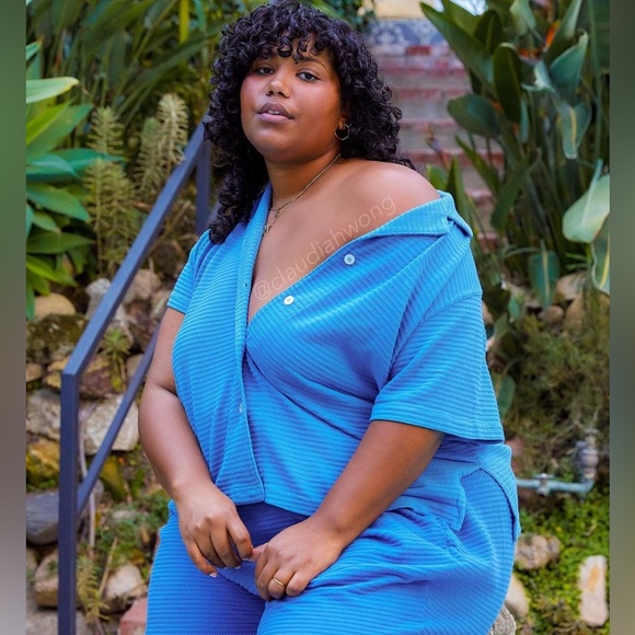 BIG BUD PRESS Pantry Honeycomb Button Up Shirt in Cornflower Blue - Picture 1 of 9